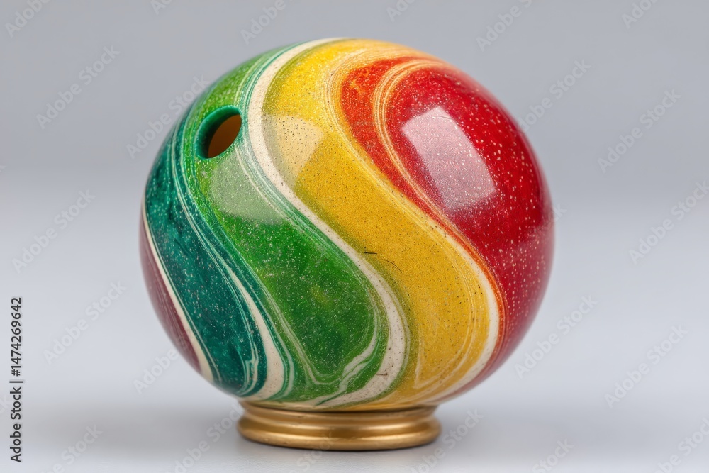 Aufkleber colorful hand-painted marble with swirling patterns displayed on a neutral background