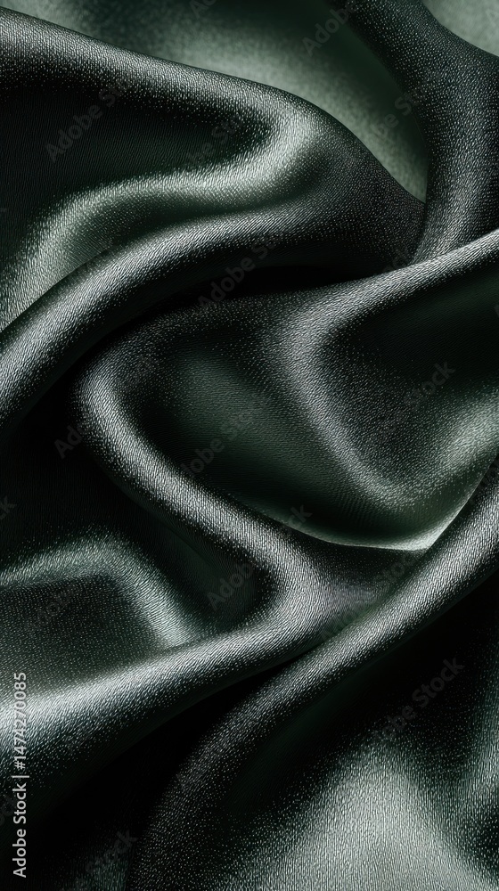 Poster dark gray fabric with flowing folds and highlights creating a soft texture.
