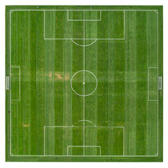 Naklejka premium Aerial View Grunge Soccer Field Texture: Football Pitch, Isolated on Transparent Background png