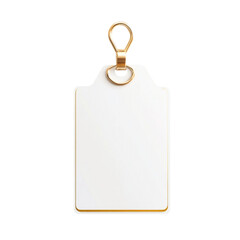 Blank white tag with gold hanger ideal for text or design