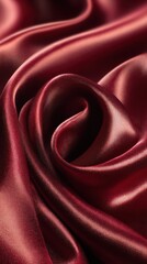 Obraz premium Abstract close-up of flowing red fabric creating soft curves and folds.