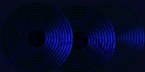 Fototapeta premium Dark blue circle line abstract background. Shiny blue circle geometric lines with future technology concept. Vector illustration