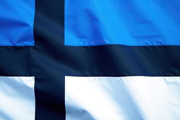 Close-up view of the Estonian flag, showcasing its blue, black, and white horizontal stripes , identity, government