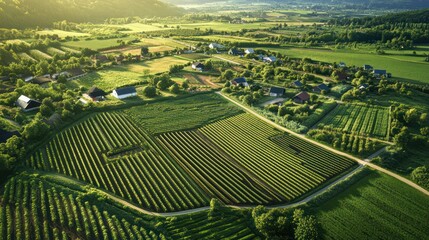 Fototapeta premium Visual of agricultural innovation linking precision farming, smart irrigation, and GMO bio technologies.