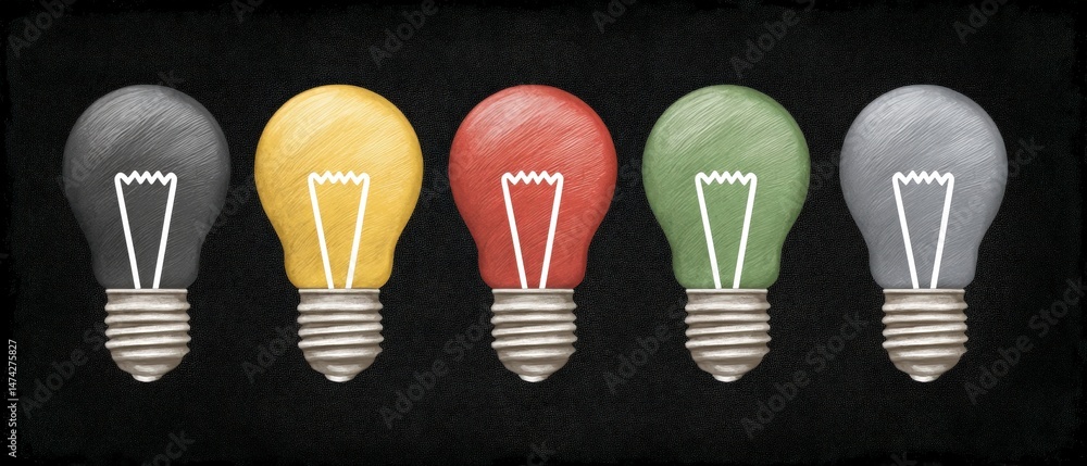 Aufkleber a vibrant array of decorative light bulbs showcasing unique colors and creative design illuminating 