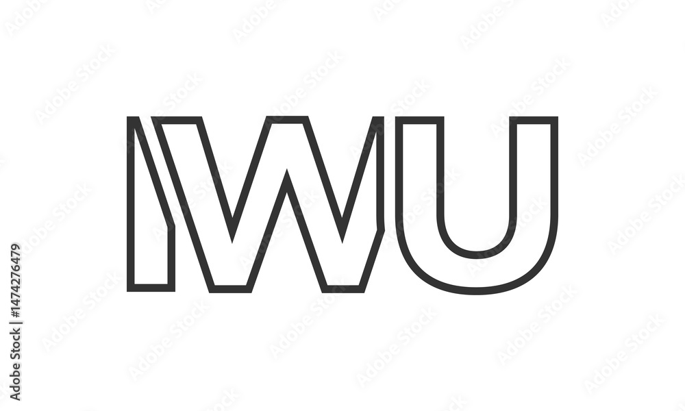 Poster iwu logo design template with strong and modern bold text. initial based vector logotype featuring s