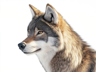 Obraz premium Portrait Of A Wolf Isolated On A White Background