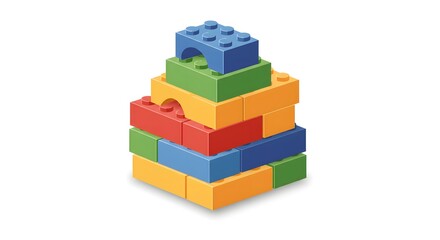 Colorful Stack of Plastic Building Blocks