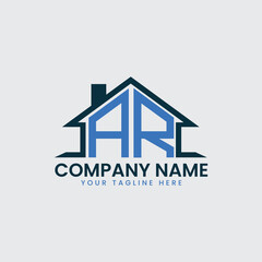 Modern Real Estate Logo with House Roof Icon and Custom Letter Monograms