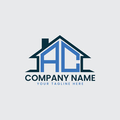 Modern Real Estate Logo with House Roof Icon and Custom Letter Monograms