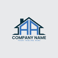 Modern Real Estate Logo with House Roof Icon and Custom Letter Monograms