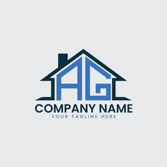 Modern Real Estate Logo with House Roof Icon and Custom Letter Monograms