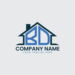 Modern Real Estate Logo with House Roof Icon and Custom Letter Monograms