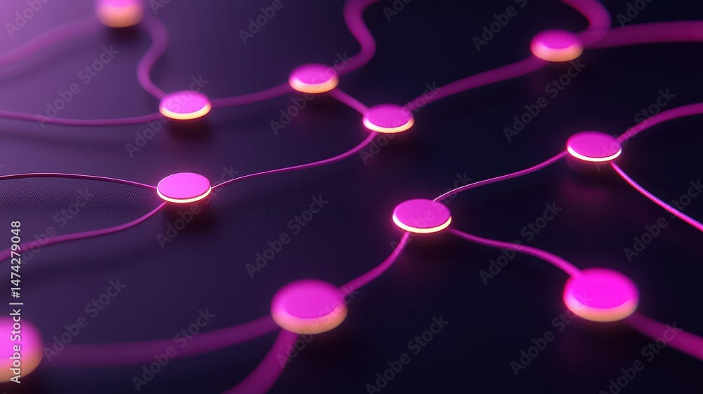 Poster a glowing network of interconnected nodes on a dark background, symbolizing digital connectivity and