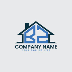 Modern Real Estate Logo with House Roof Icon and Custom Letter Monograms