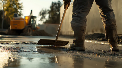 Construction Worker Smoothing Concrete