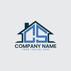 Modern Real Estate Logo with House Roof Icon and Custom Letter Monograms