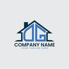 Modern Real Estate Logo with House Roof Icon and Custom Letter Monograms