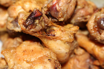 Cooked Chicken Thighs Ready for Meal. Prepared Chicken Thighs. Chicken Thighs with Selective Focus.