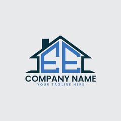 Modern Real Estate Logo with House Roof Icon and Custom Letter Monograms