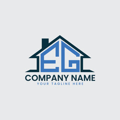 Modern Real Estate Logo with House Roof Icon and Custom Letter Monograms