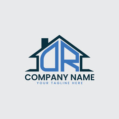 Modern Real Estate Logo with House Roof Icon and Custom Letter Monograms