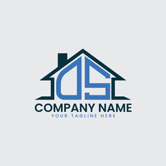 Modern Real Estate Logo with House Roof Icon and Custom Letter Monograms