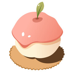 Melting peach yogurt mousse cake illustration