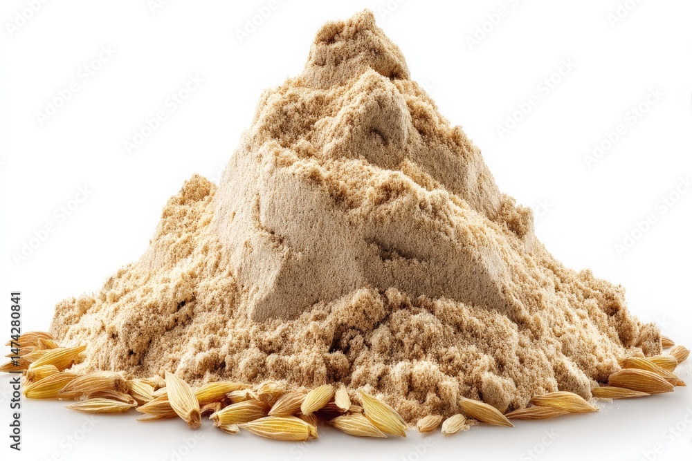 Poster sand mountain with scattered grains showcasing texture and earthy colors in a bright setting