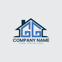 Modern Real Estate Logo with House Roof Icon and Custom Letter Monograms