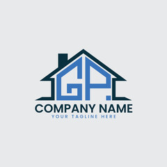 Modern Real Estate Logo with House Roof Icon and Custom Letter Monograms
