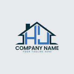 Modern Real Estate Logo with House Roof Icon and Custom Letter Monograms
