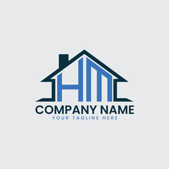 Modern Real Estate Logo with House Roof Icon and Custom Letter Monograms