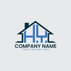 Modern Real Estate Logo with House Roof Icon and Custom Letter Monograms