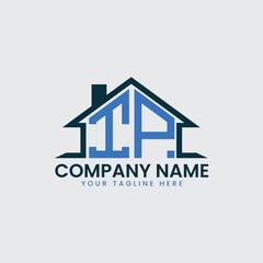 Modern Real Estate Logo with House Roof Icon and Custom Letter Monograms