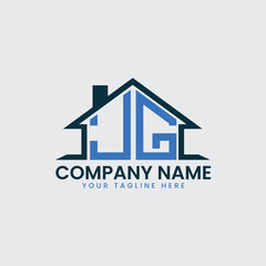 Modern Real Estate Logo with House Roof Icon and Custom Letter Monograms