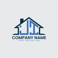 Modern Real Estate Logo with House Roof Icon and Custom Letter Monograms