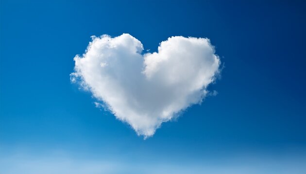 heart shaped cloud in a bright blue sky on a clear day