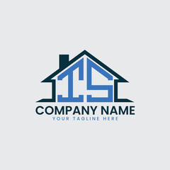 Modern Real Estate Logo with House Roof Icon and Custom Letter Monograms