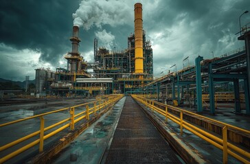 Industrial Complex Under a Stormy Sky