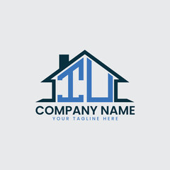 Modern Real Estate Logo with House Roof Icon and Custom Letter Monograms