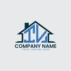Modern Real Estate Logo with House Roof Icon and Custom Letter Monograms