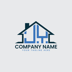 Modern Real Estate Logo with House Roof Icon and Custom Letter Monograms