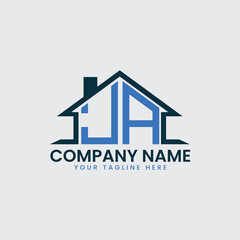 Modern Real Estate Logo with House Roof Icon and Custom Letter Monograms