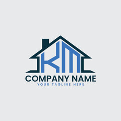 Modern Real Estate Logo with House Roof Icon and Custom Letter Monograms