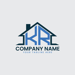 Modern Real Estate Logo with House Roof Icon and Custom Letter Monograms
