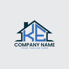 Modern Real Estate Logo with House Roof Icon and Custom Letter Monograms