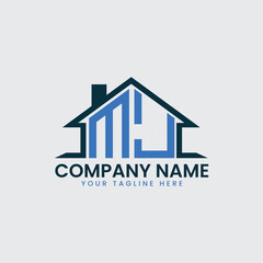 Modern Real Estate Logo with House Roof Icon and Custom Letter Monograms