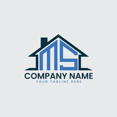 Modern Real Estate Logo with House Roof Icon and Custom Letter Monograms