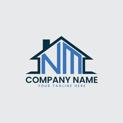 Modern Real Estate Logo with House Roof Icon and Custom Letter Monograms